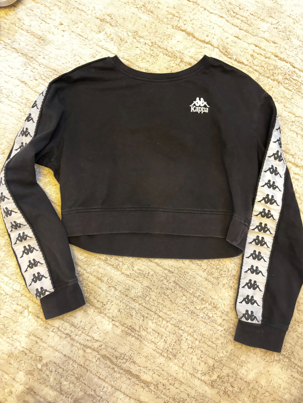 Kappa Black Tape Logo Cropped Sweatshirt Medium